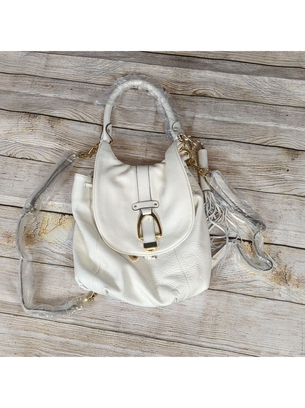 G.I.L.I. genuine leather ivory backpack handbag convertible NWOT